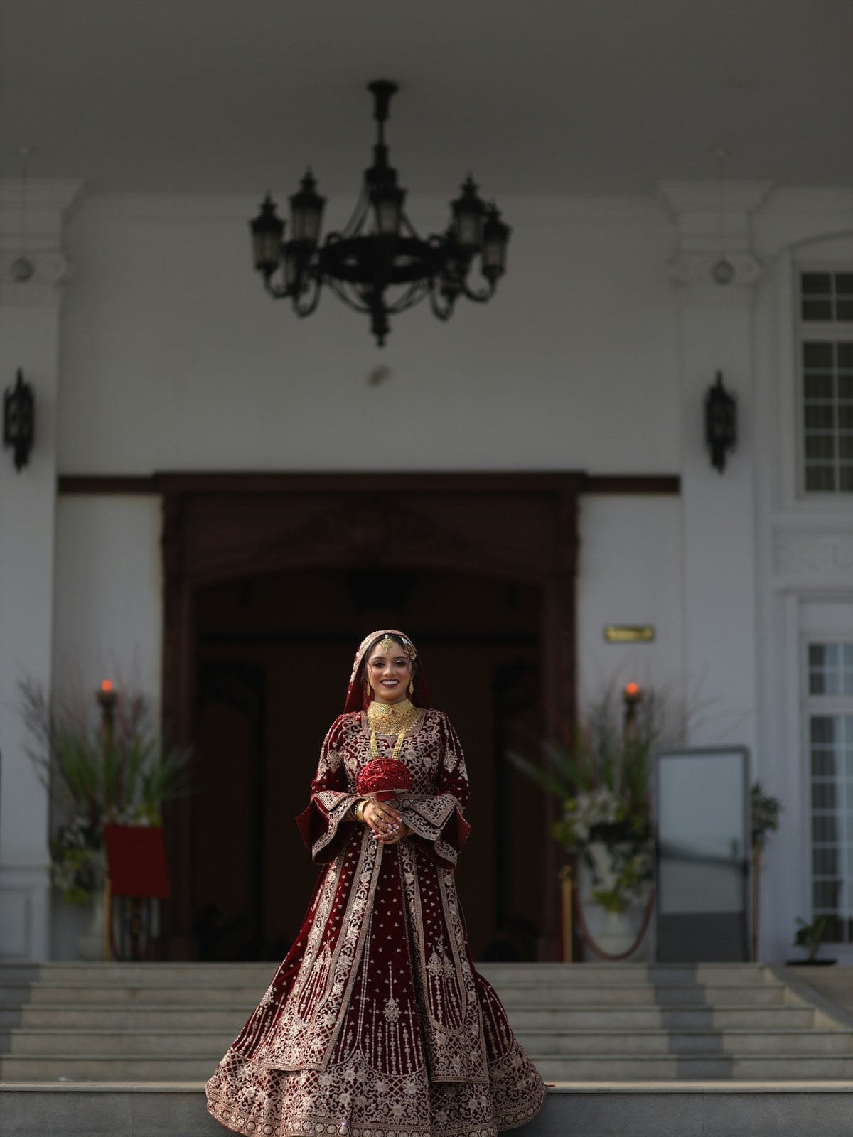 Maroon Velvet Bridal Lehnga