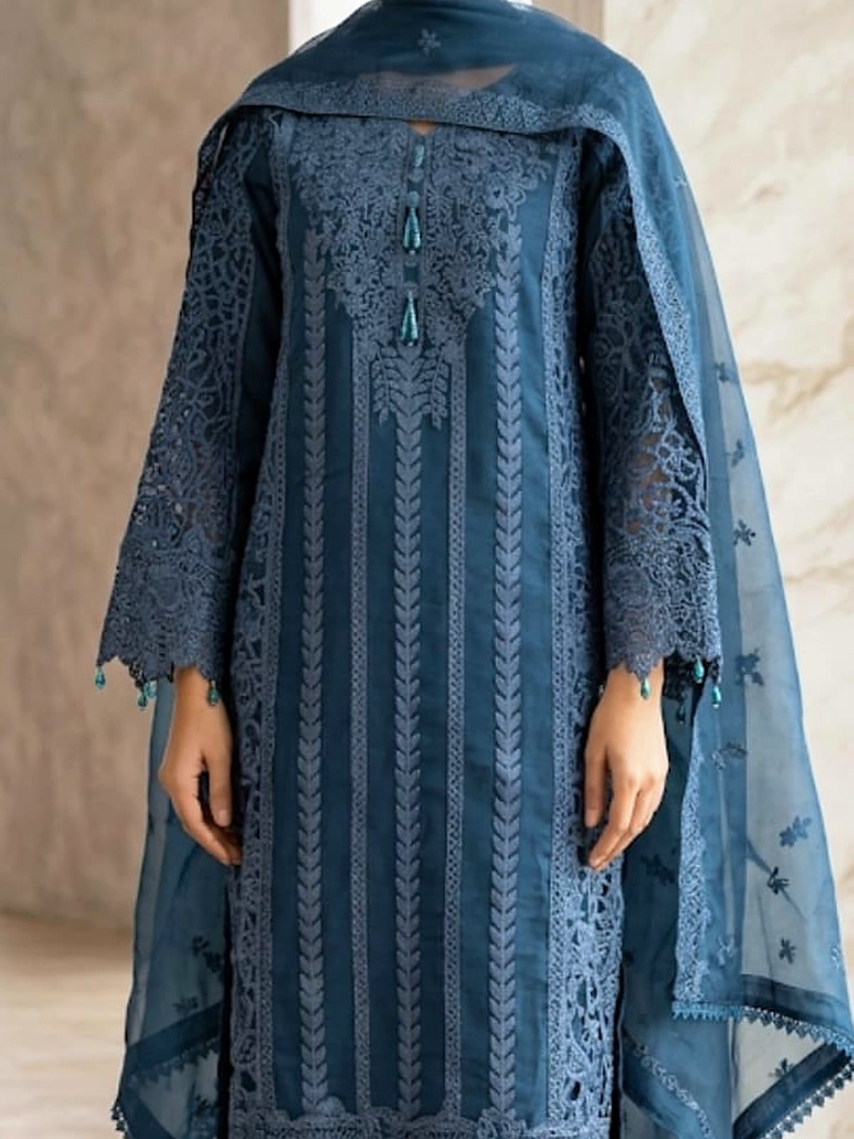 Organza Embroidered Long Shirt