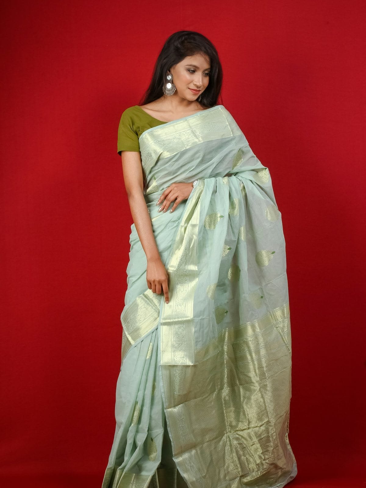 Sage Katan Silk Saree