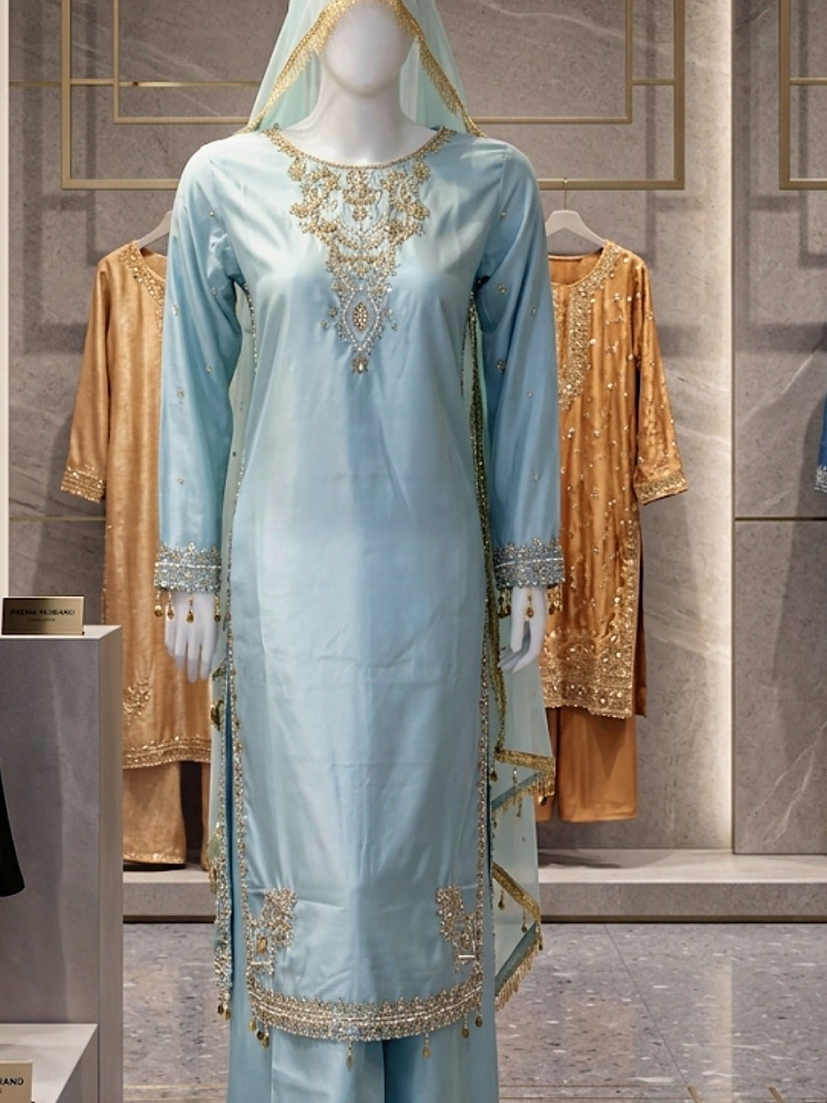 Short Silk Long Shirt with Hand-Made Work